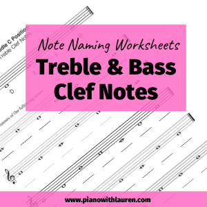 Note Naming Worksheets – Treble and Bass Clef Notes (PDF)