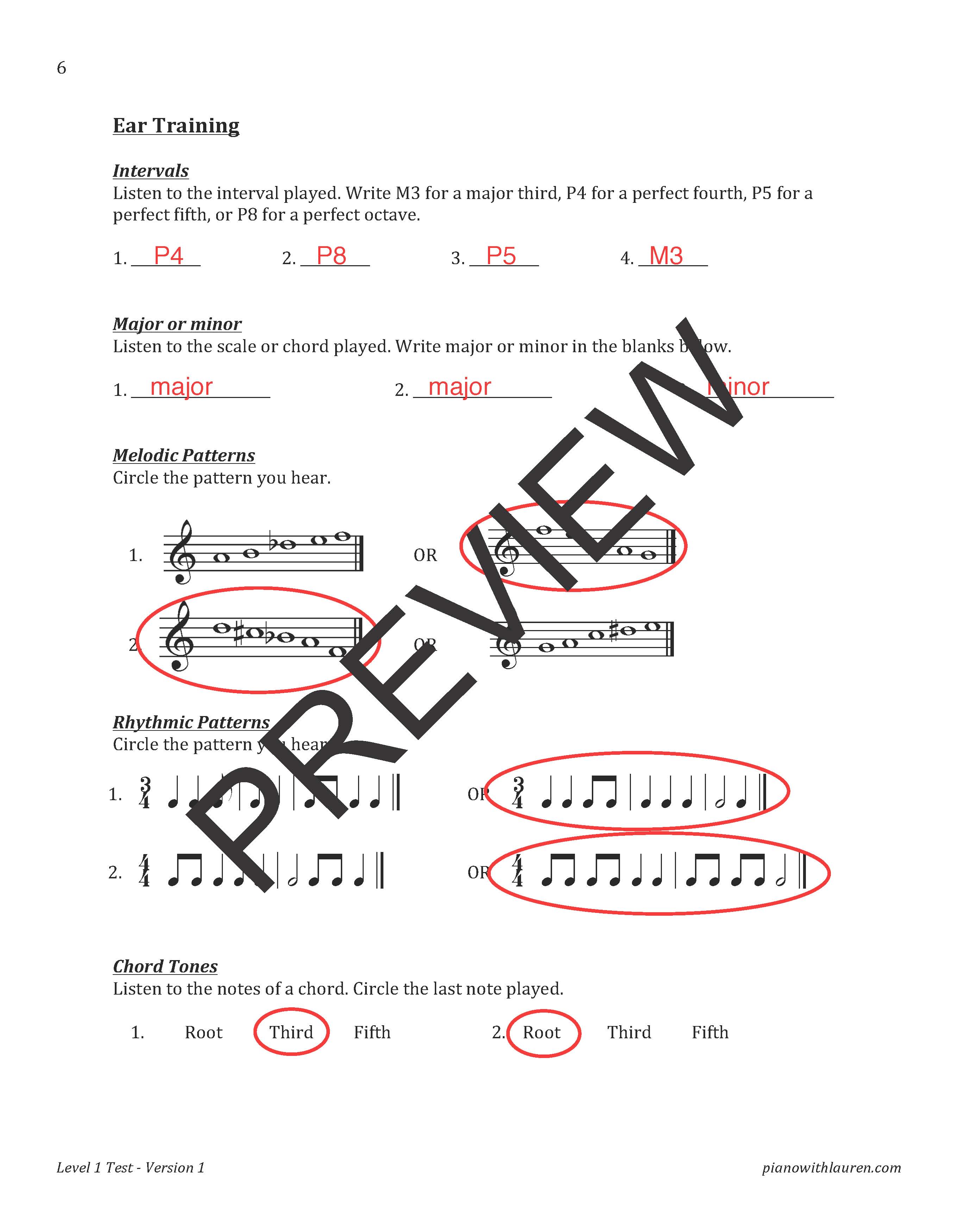 Practice Piano Tests for Level 1 (PDF Download) Ready for Theory