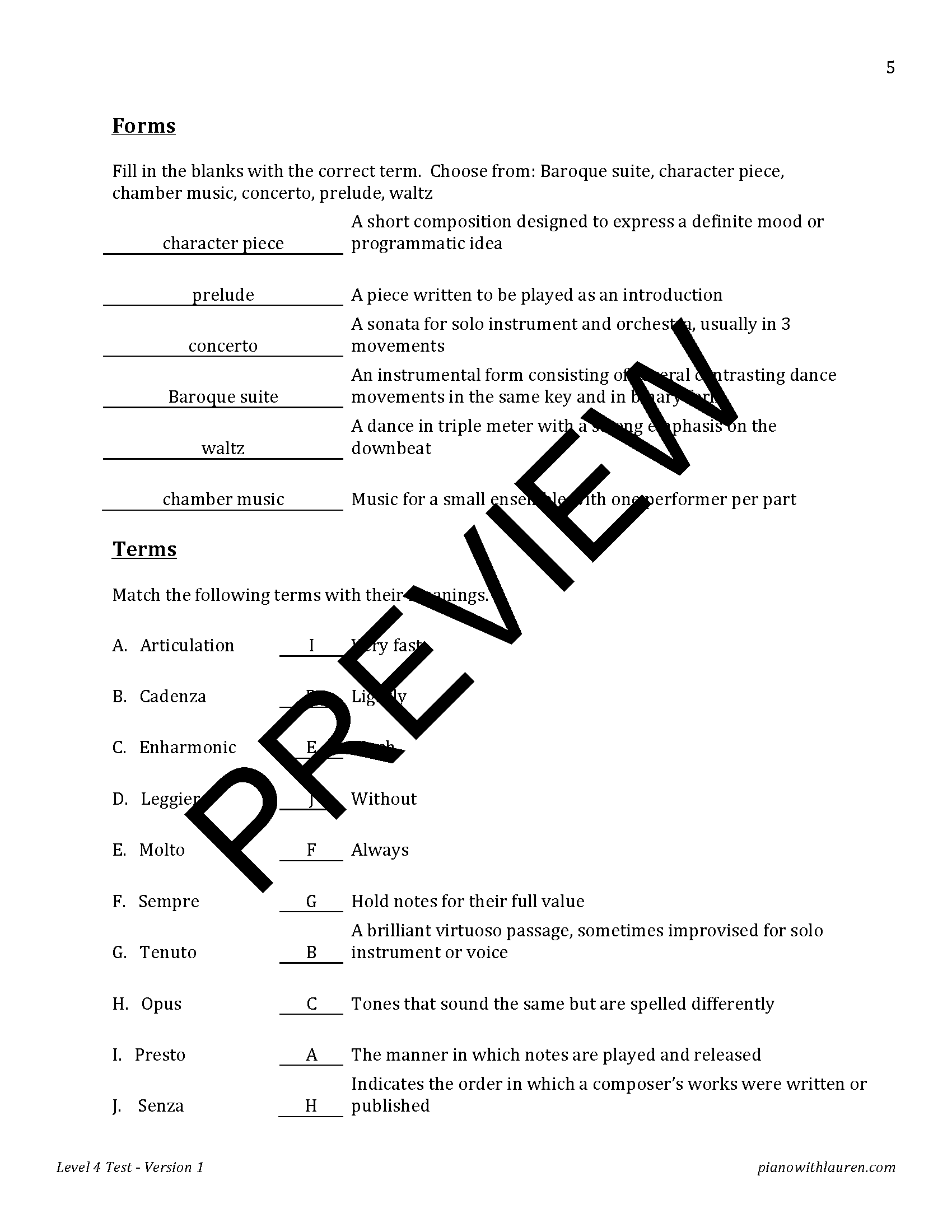 Piano Practice Theory Tests - Level 4 (PDF Download) - Image 3