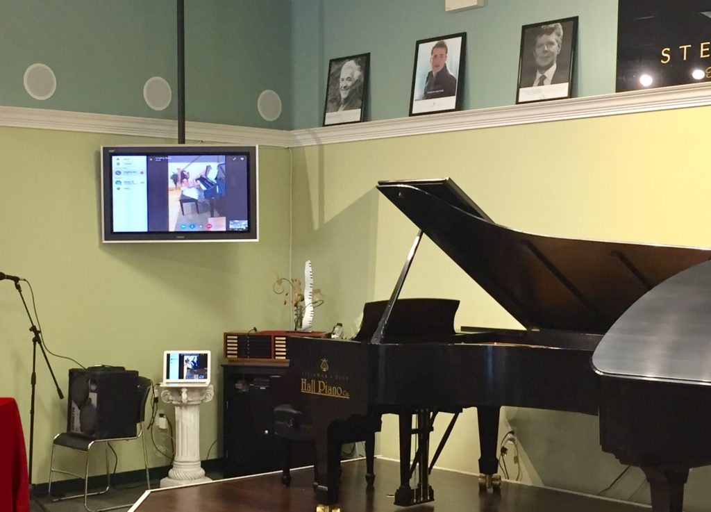online students play in studio recital