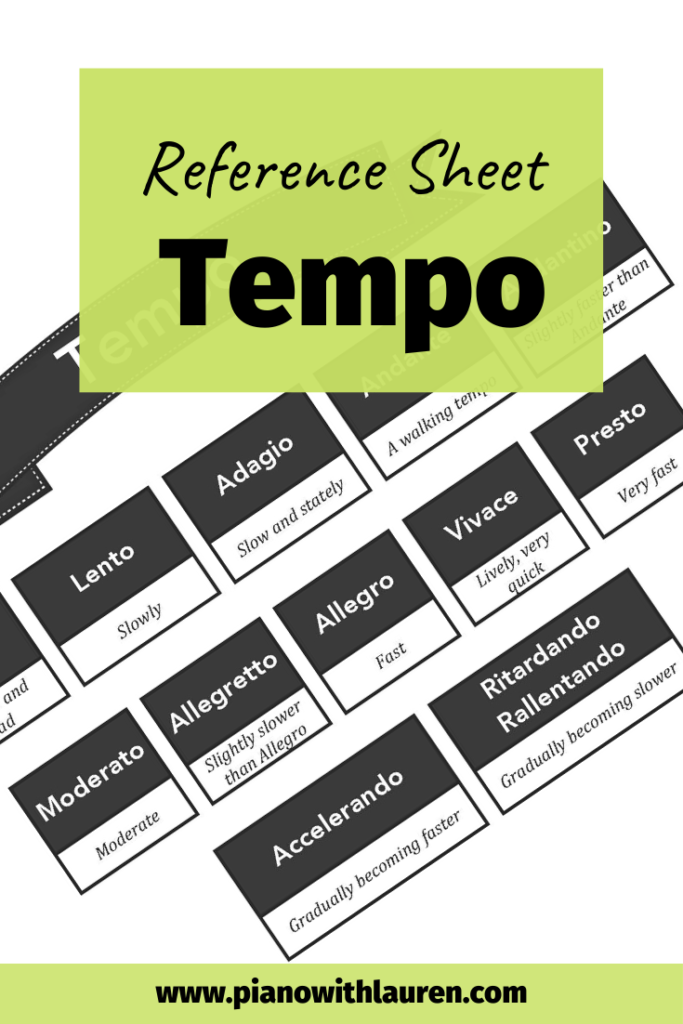 tempo reference sheet