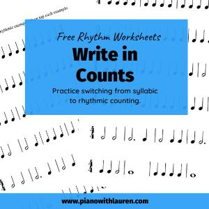 write in counts rhythm worksheet