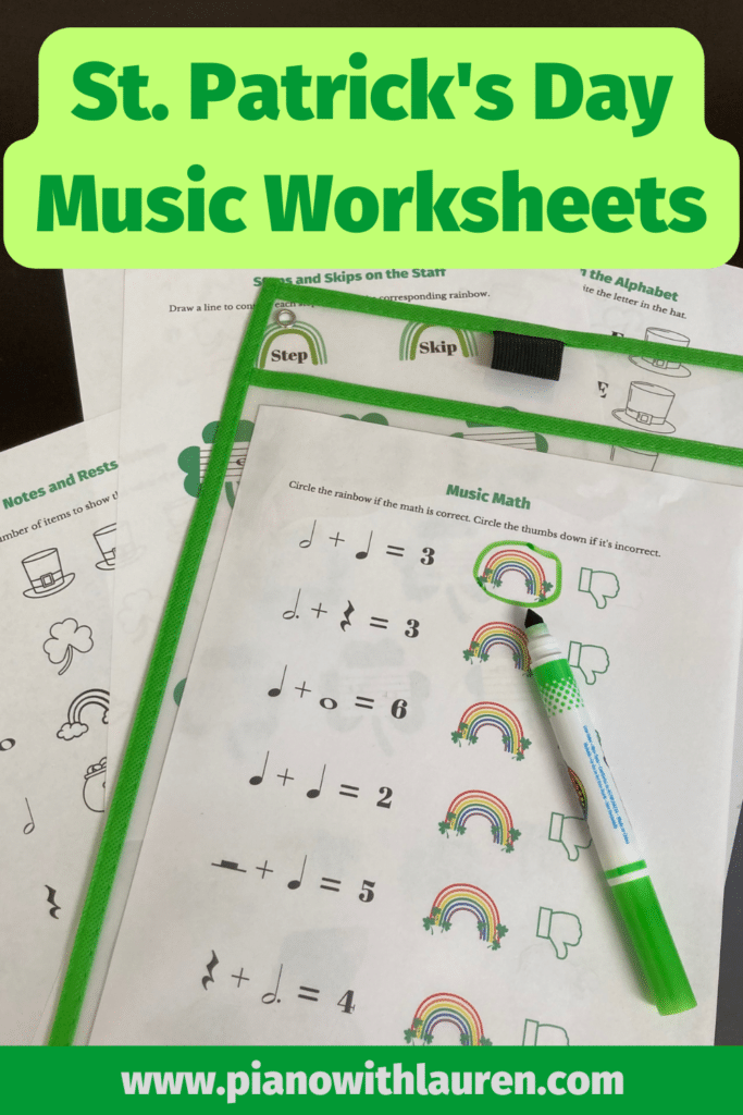 st. patrick's day music worksheets for beginners