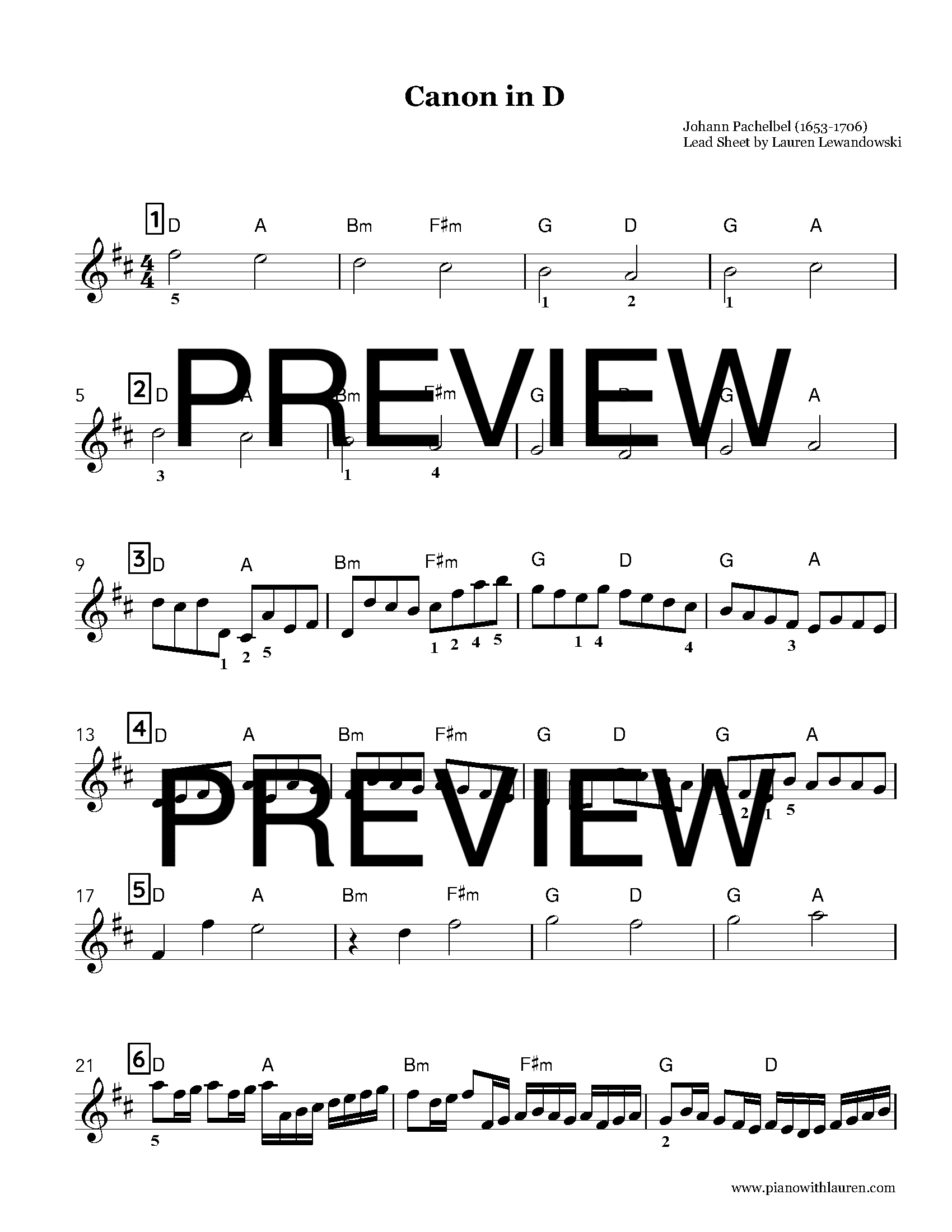 canon in d lead sheet