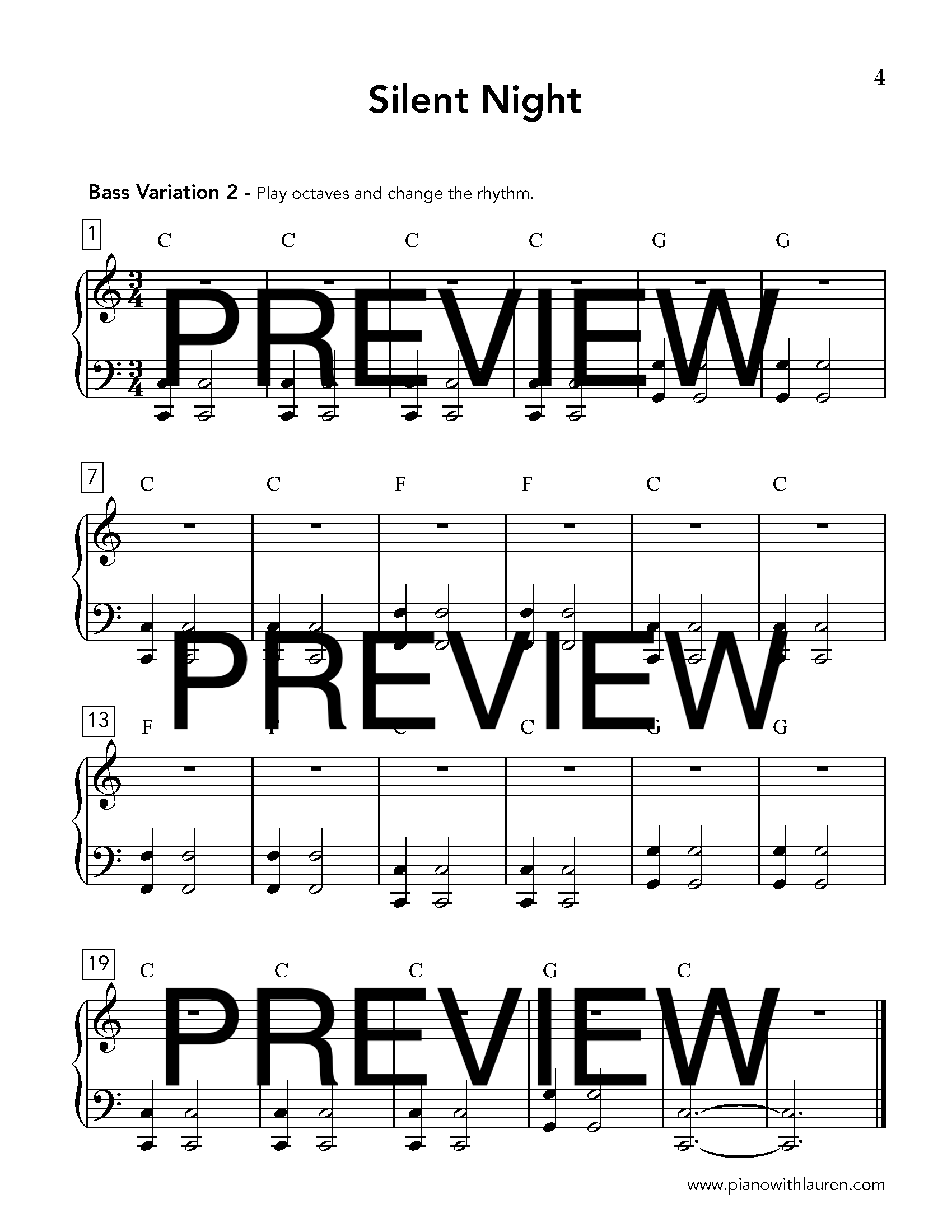silent night piano ensemble music