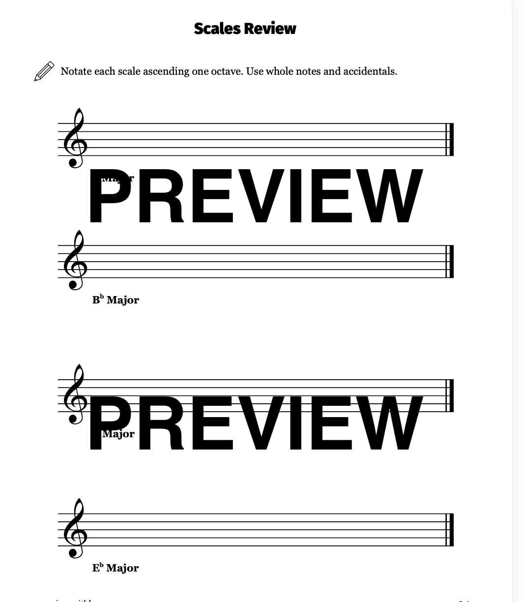 major scales with flats preview 5 wm major scales with flats worksheets